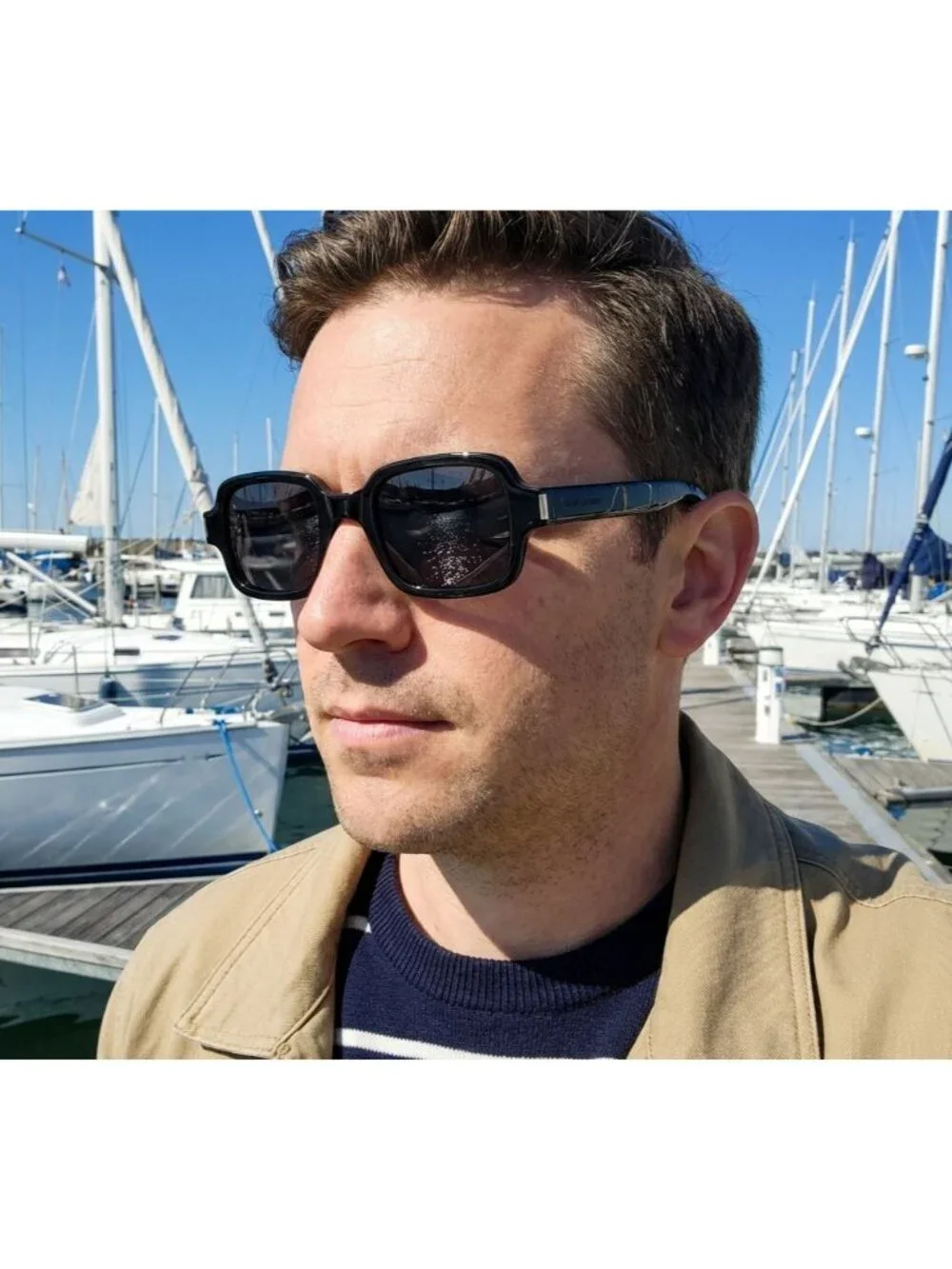 Saint Laurent SL720 003 Rectangle Sunglasses - Havana / Grey